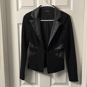Trac Women's Black Blazer with Leather Accents